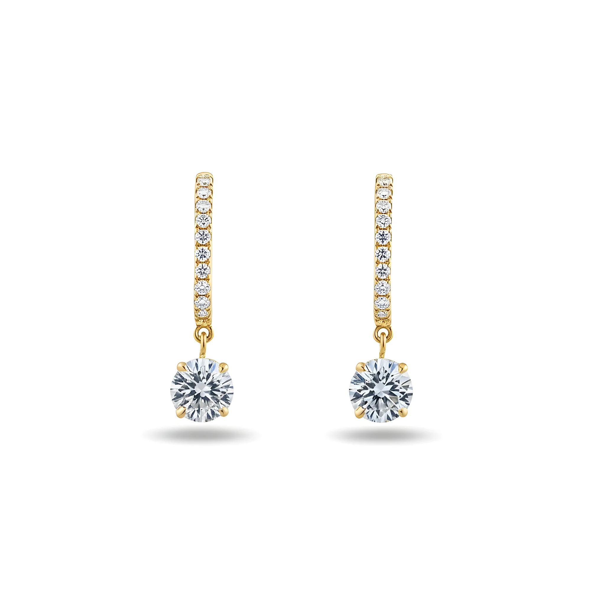 White Gold Round Diamond Drop Earrings 1.58ctw - Image 4