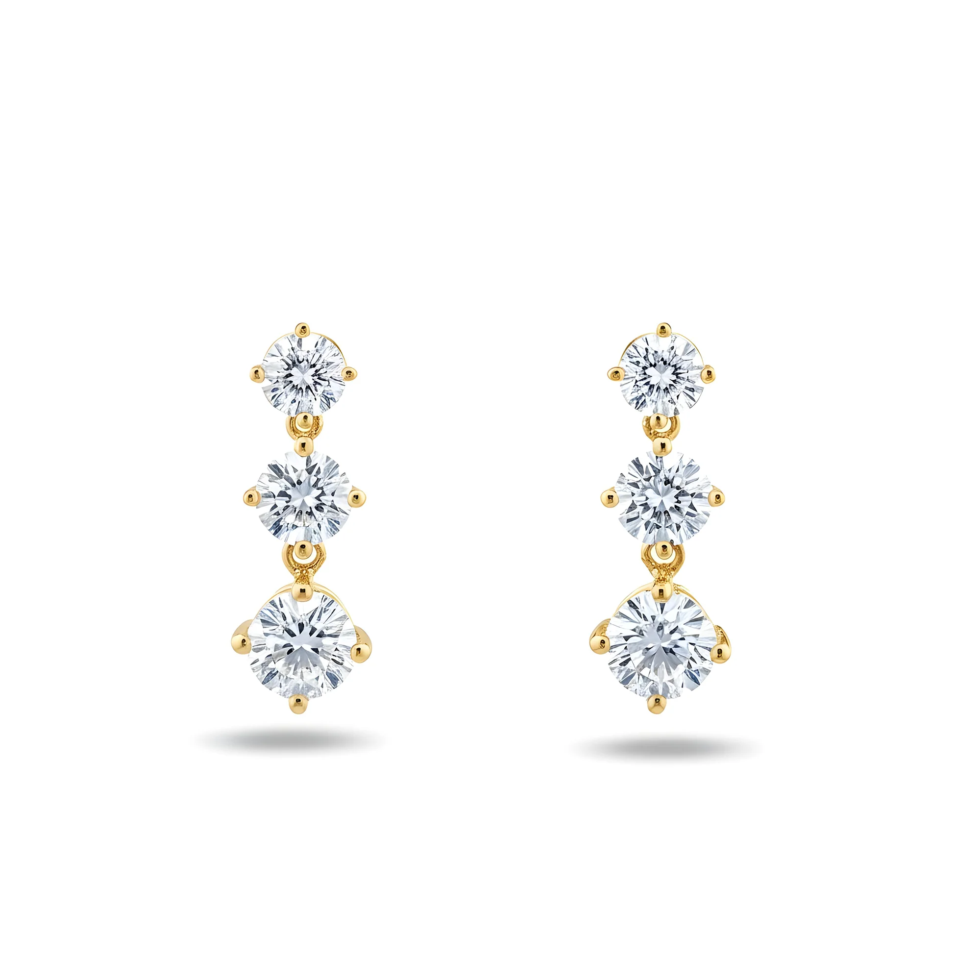 White Gold Round Diamond Drop Earrings 2.10ctw - Image 4