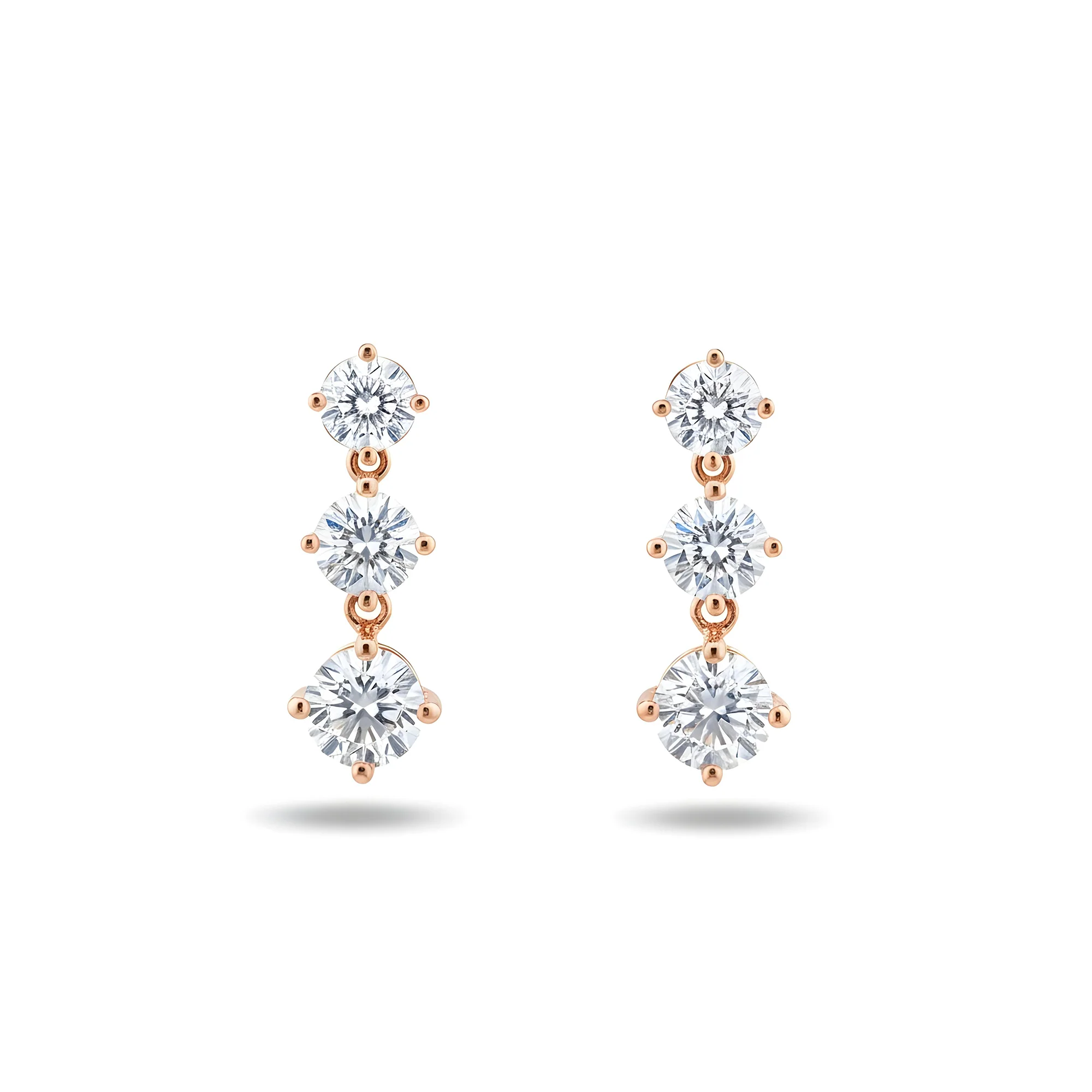 White Gold Round Diamond Drop Earrings 2.10ctw - Image 6