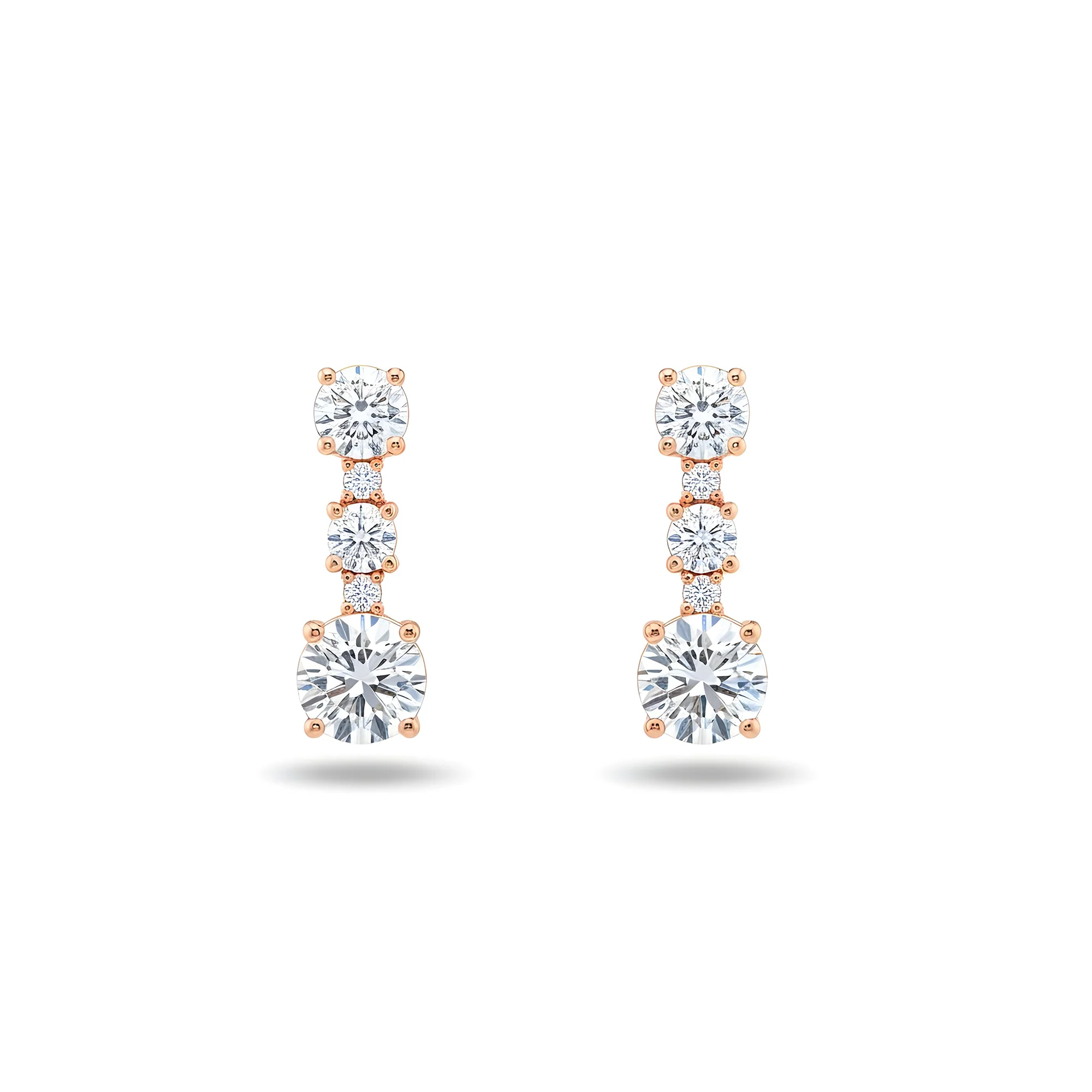 White Gold Round Diamond Drop Earrings 3.07ctw - Image 6