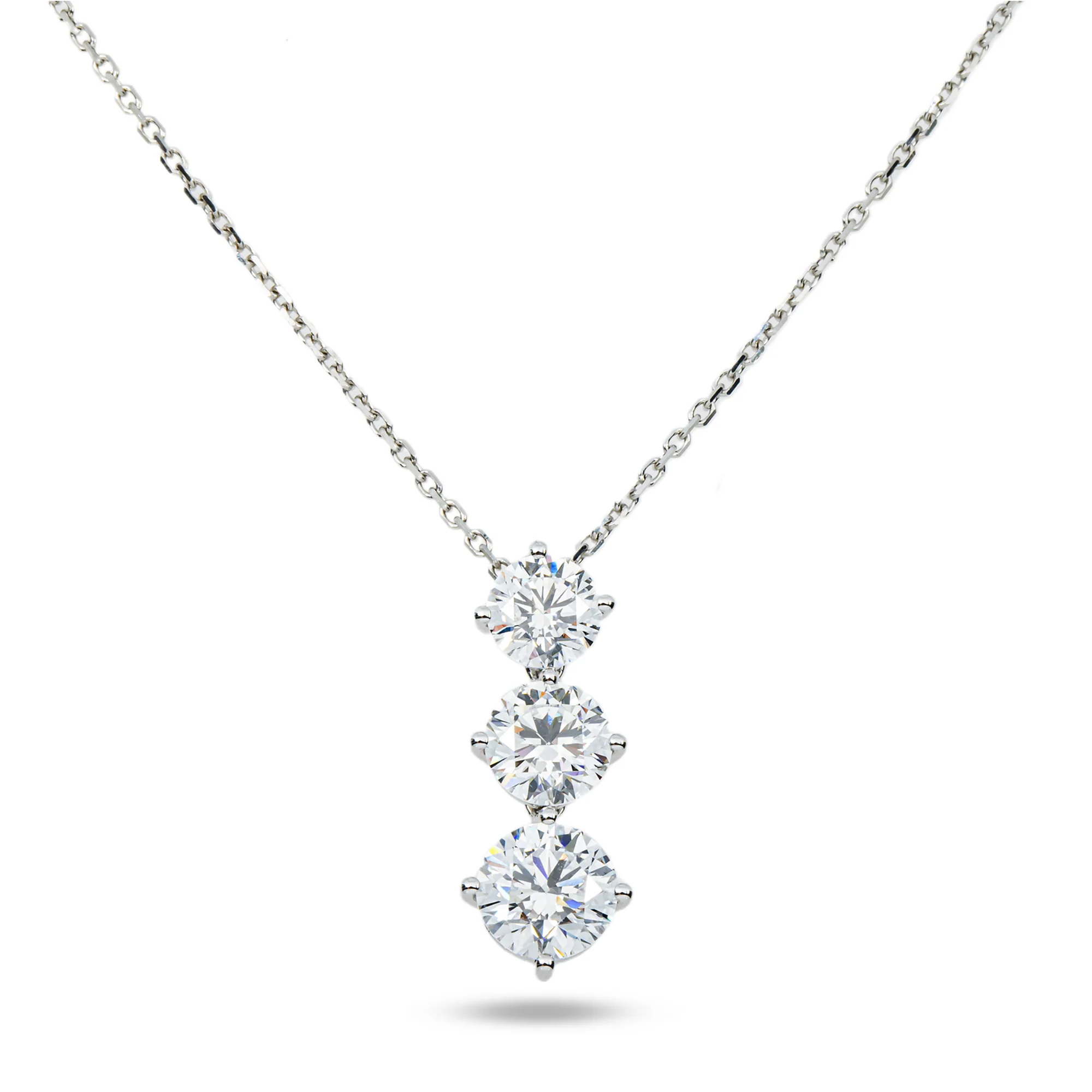 White Gold Round Diamond Drop Necklace 2.76ct