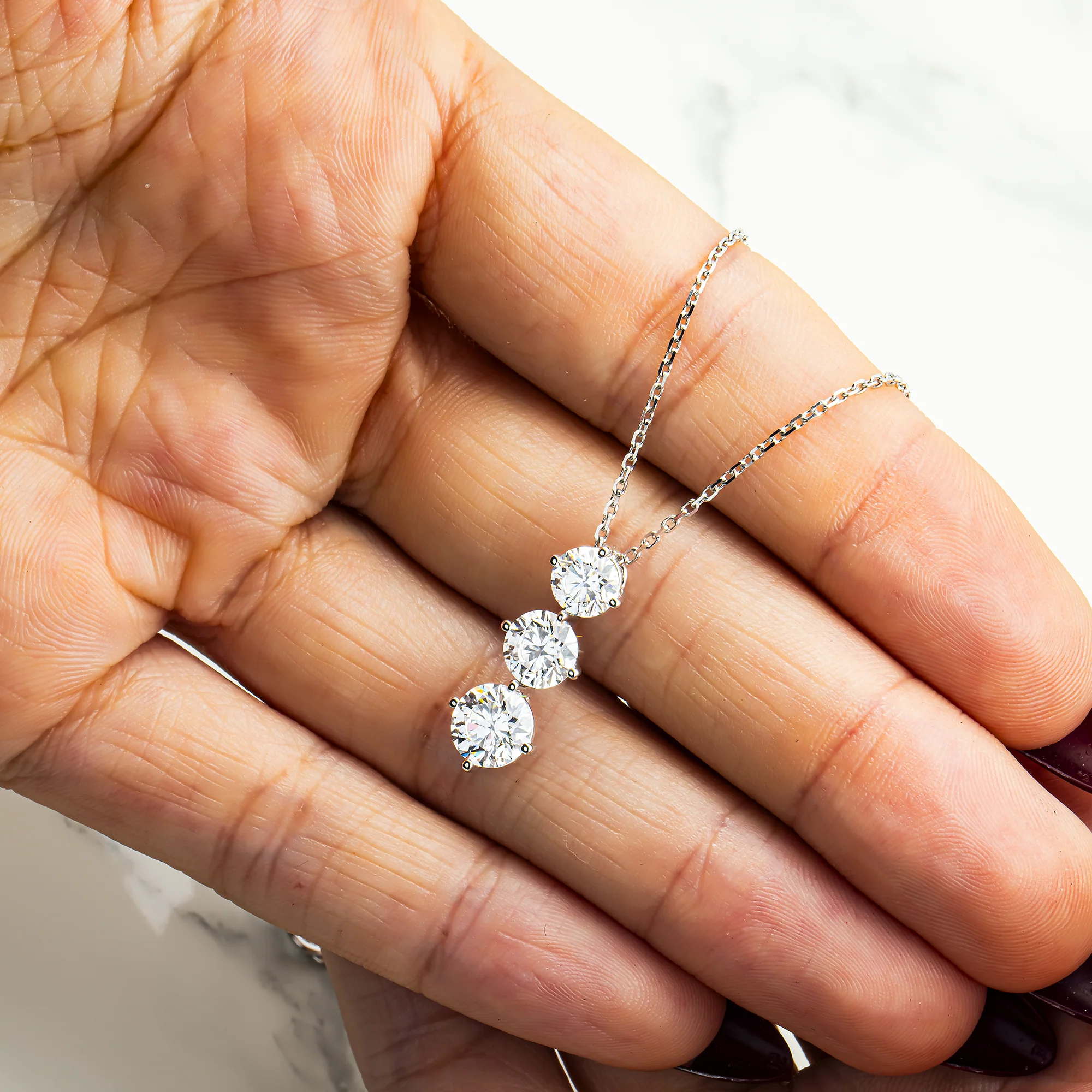 White Gold Round Diamond Drop Necklace 2.76ct - Image 2