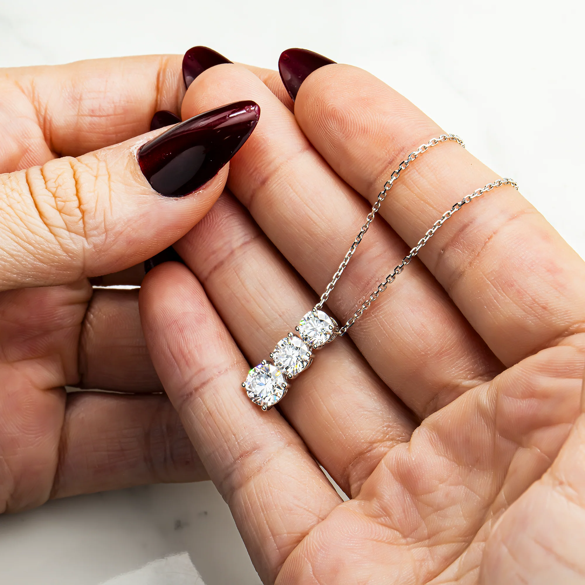 White Gold Round Diamond Drop Necklace 2.81ct - Image 2