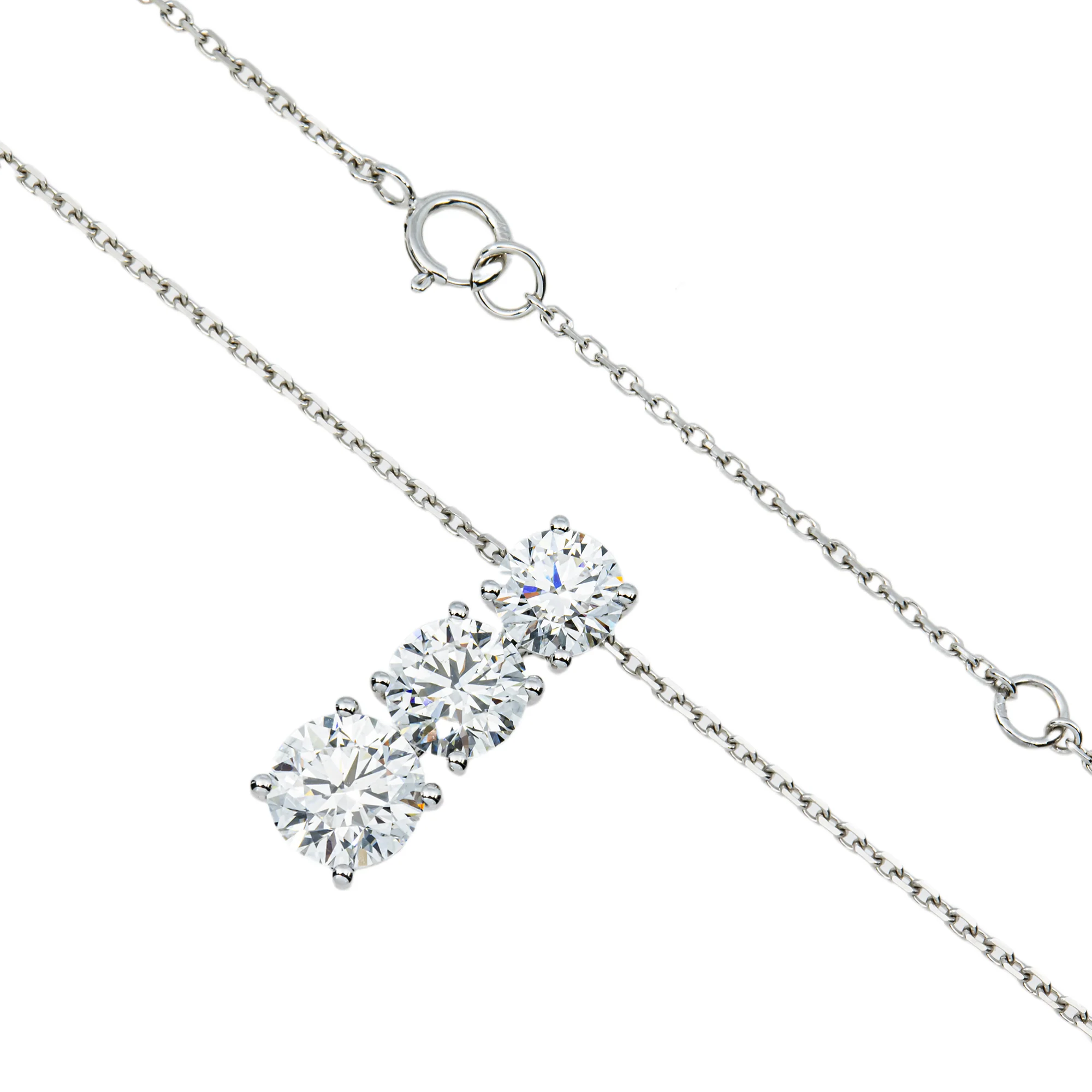 White Gold Round Diamond Drop Necklace 2.81ct - Image 3