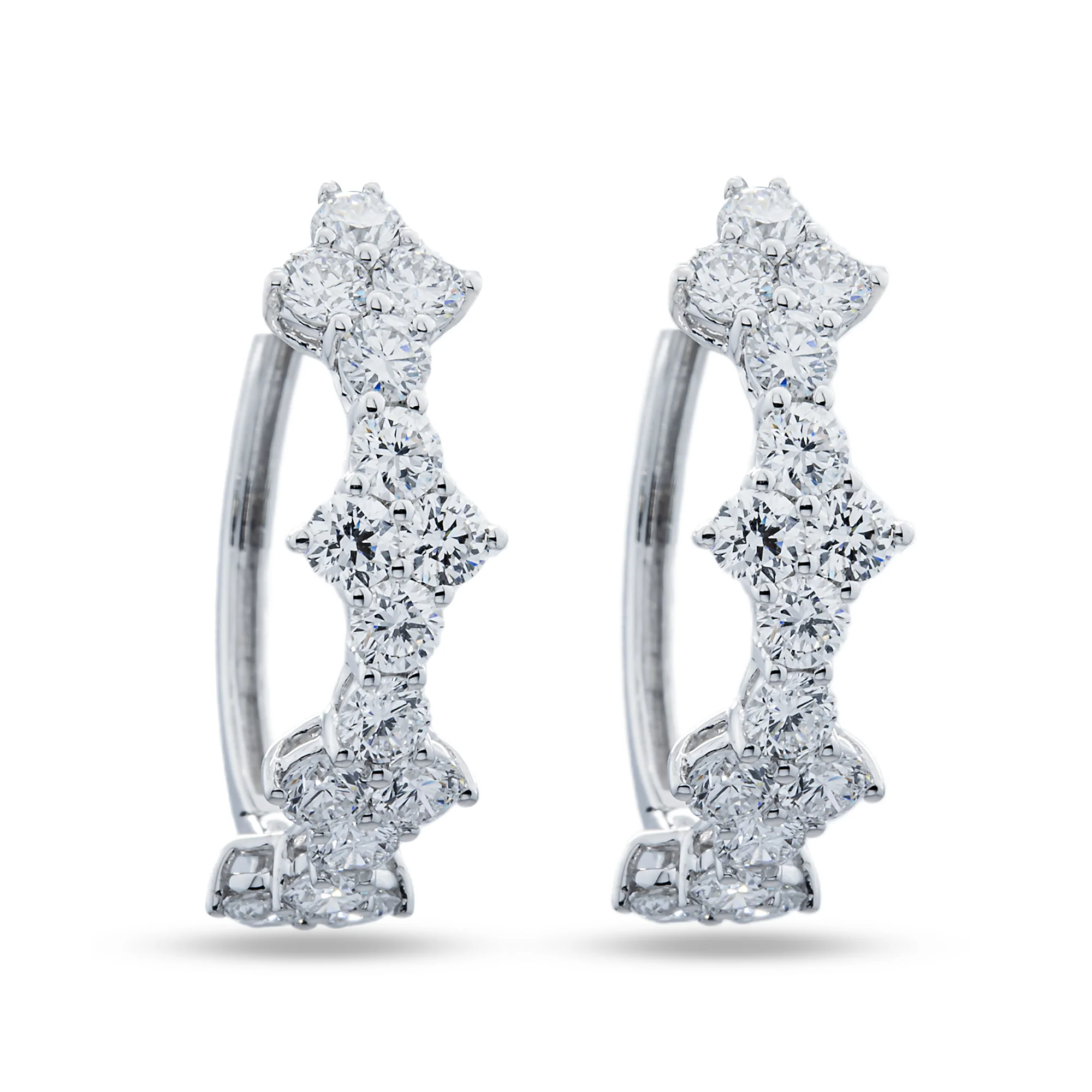 White Gold Round Diamond Hoop Earrings 2.62ctw