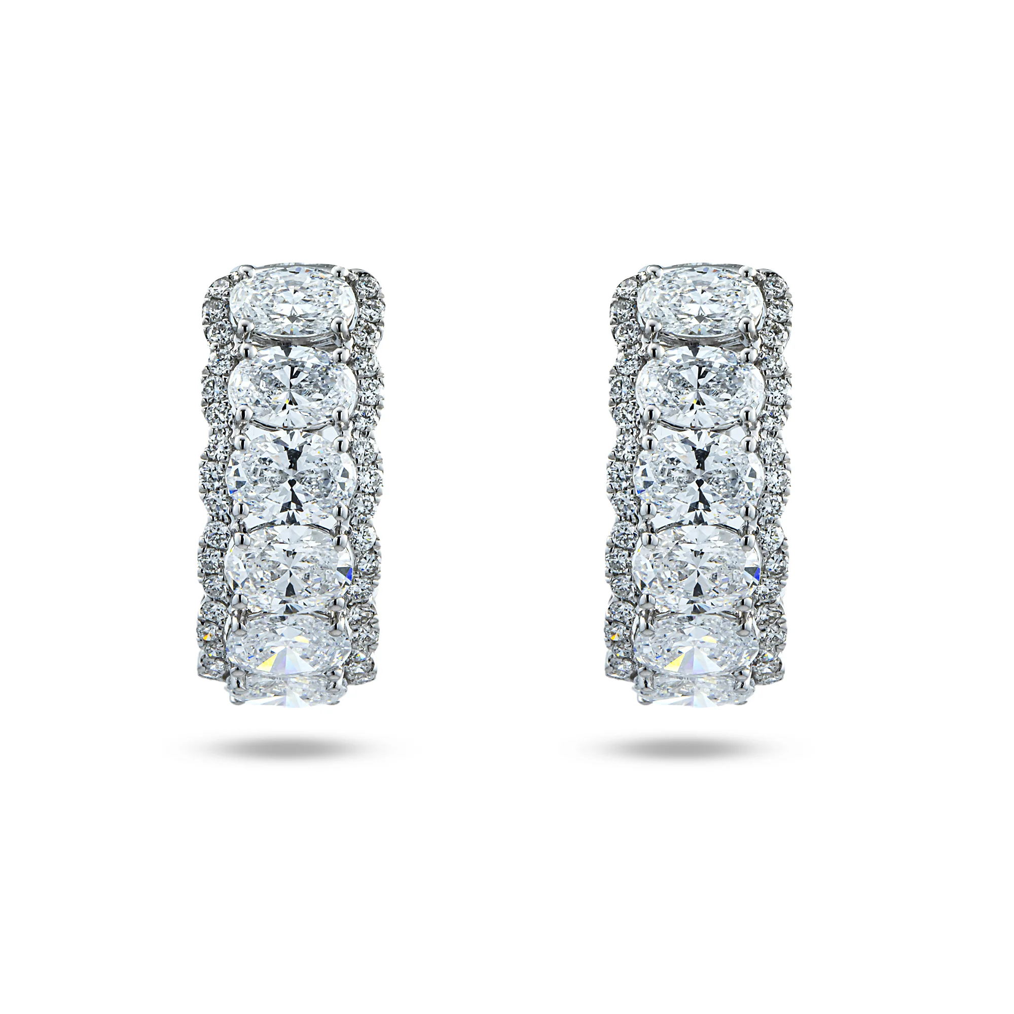 White Gold Round & Oval Cut Diamond Hoop Earrings 9.01ctw