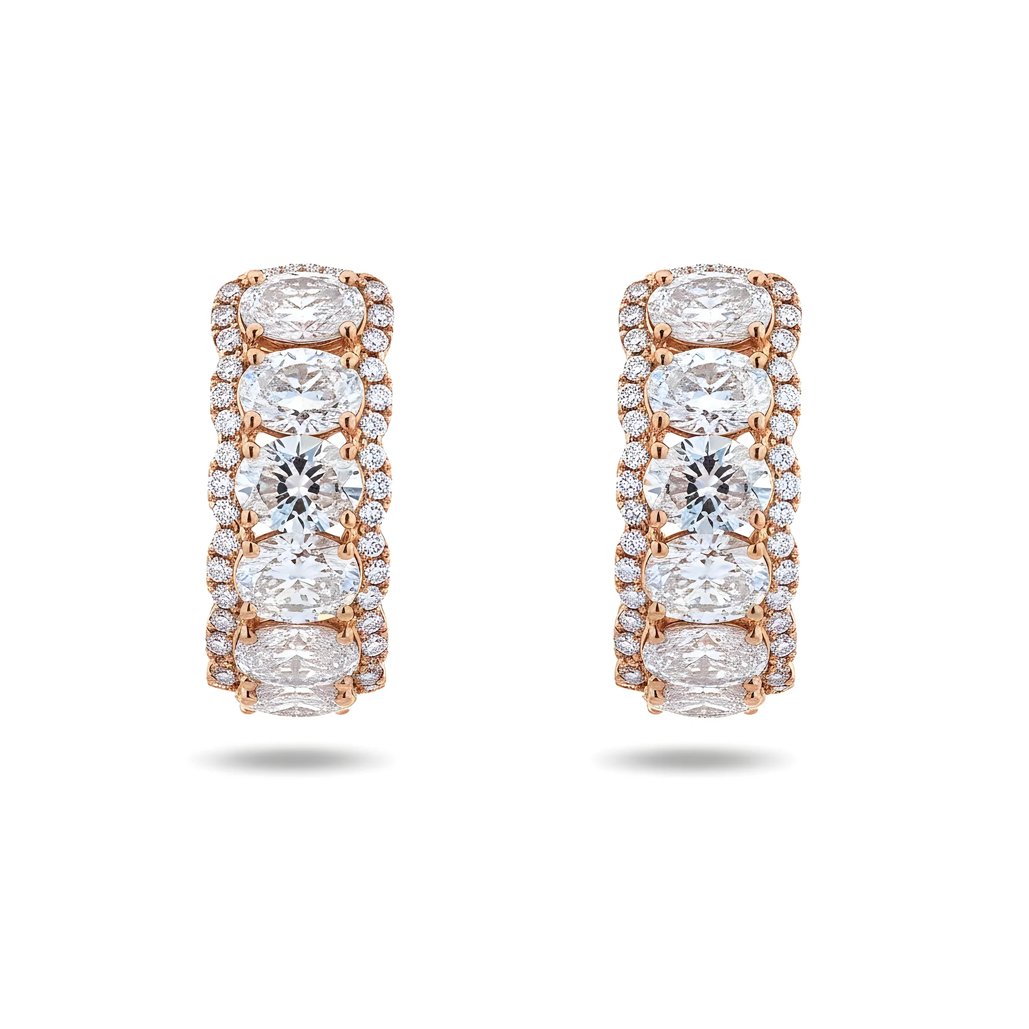 White Gold Round & Oval Cut Diamond Hoop Earrings 9.01ctw - Image 6