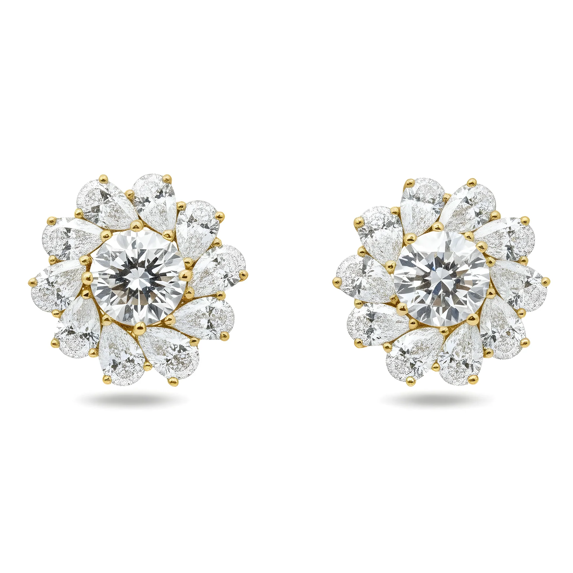 White Gold Round & Pear Cut Diamond Stud Earrings 3.85ctw - Image 5