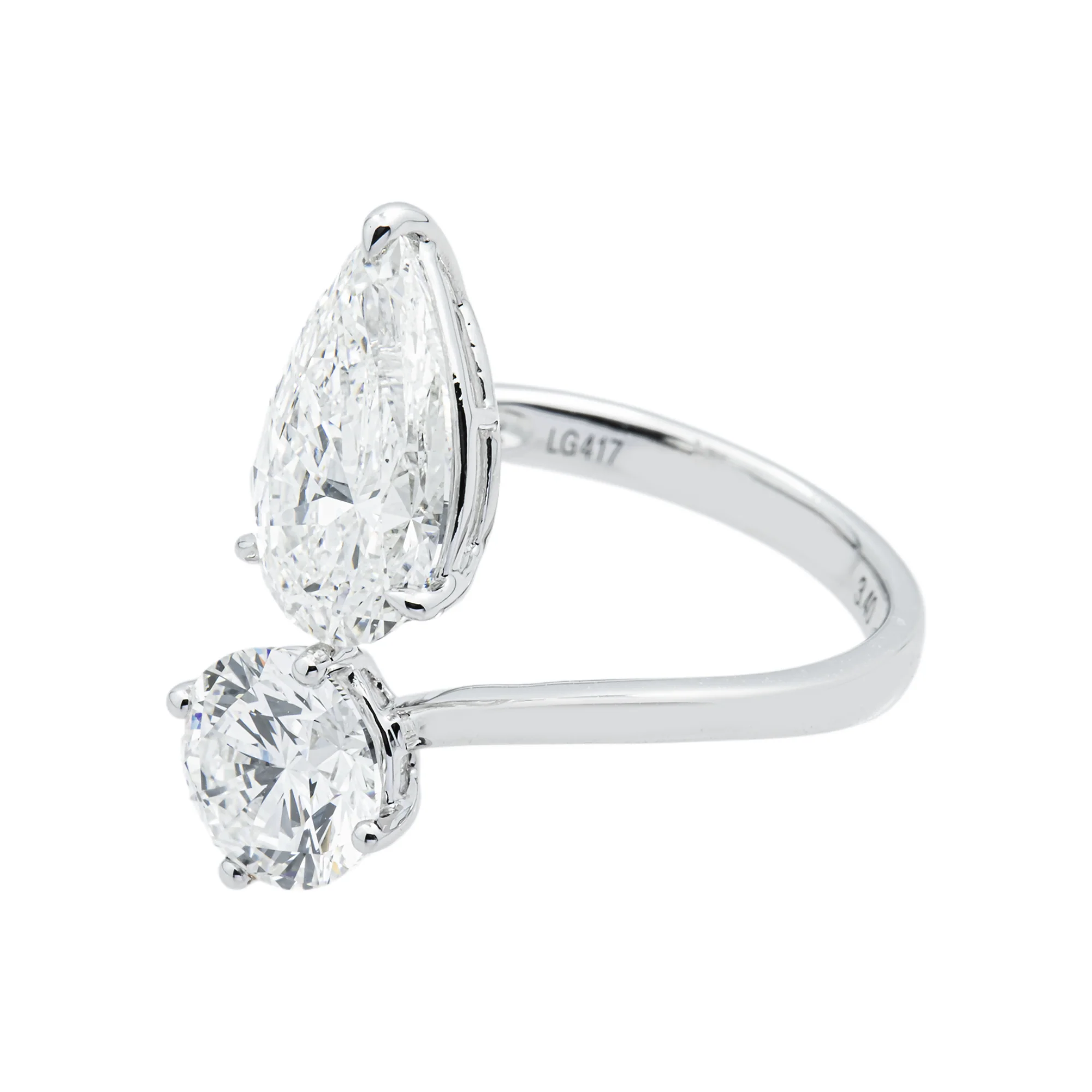 White Gold Round & Pear Cut Wrap Ring 3.40ct - Image 5