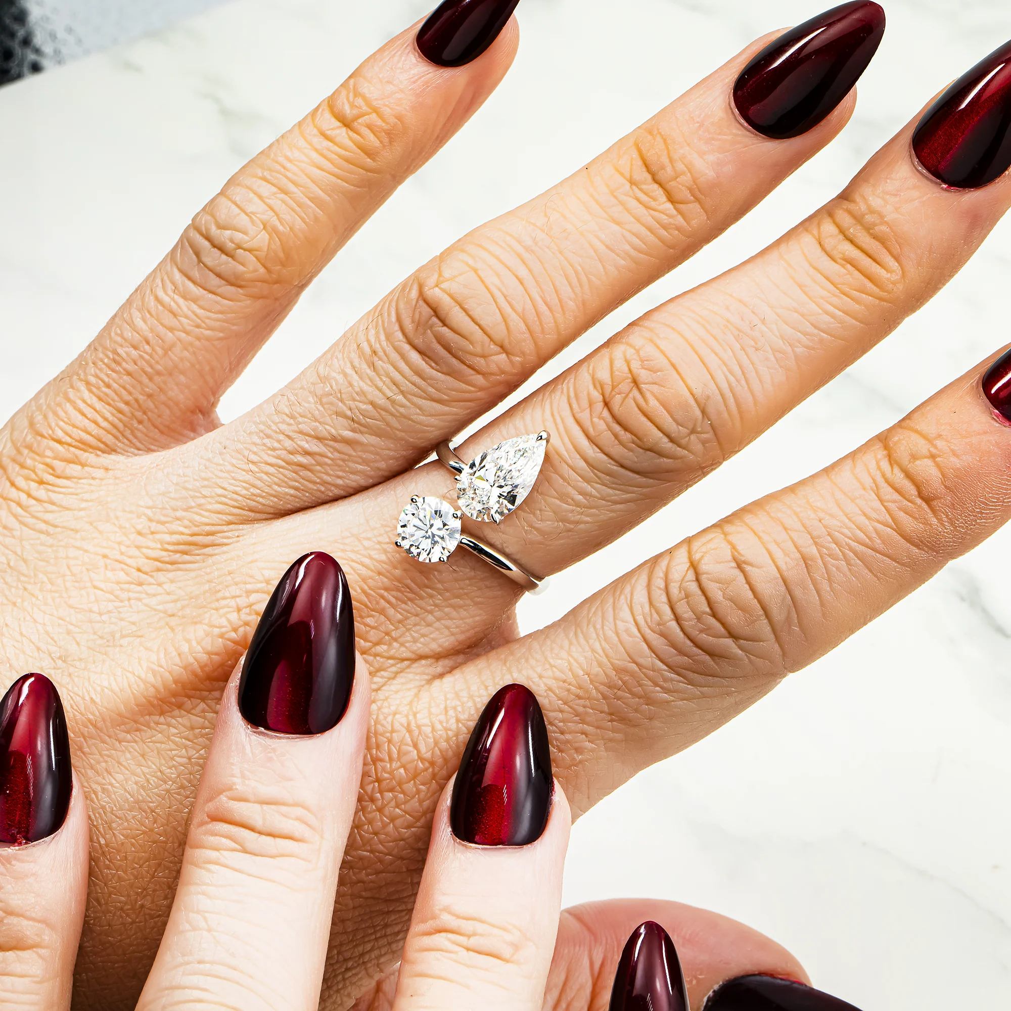 White Gold Round & Pear Cut Wrap Ring 3.40ct - Image 6