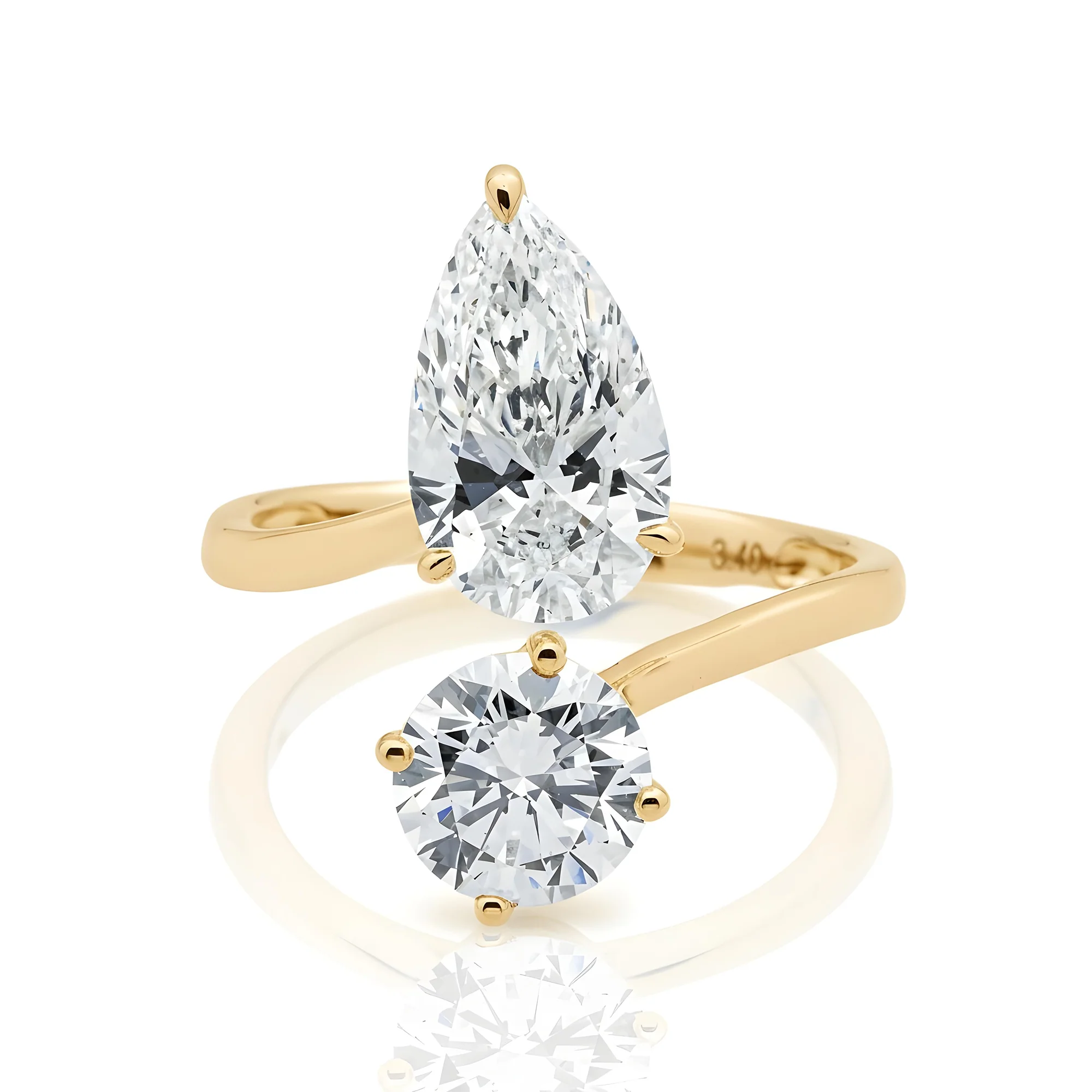 White Gold Round & Pear Cut Wrap Ring 3.40ct - Image 7