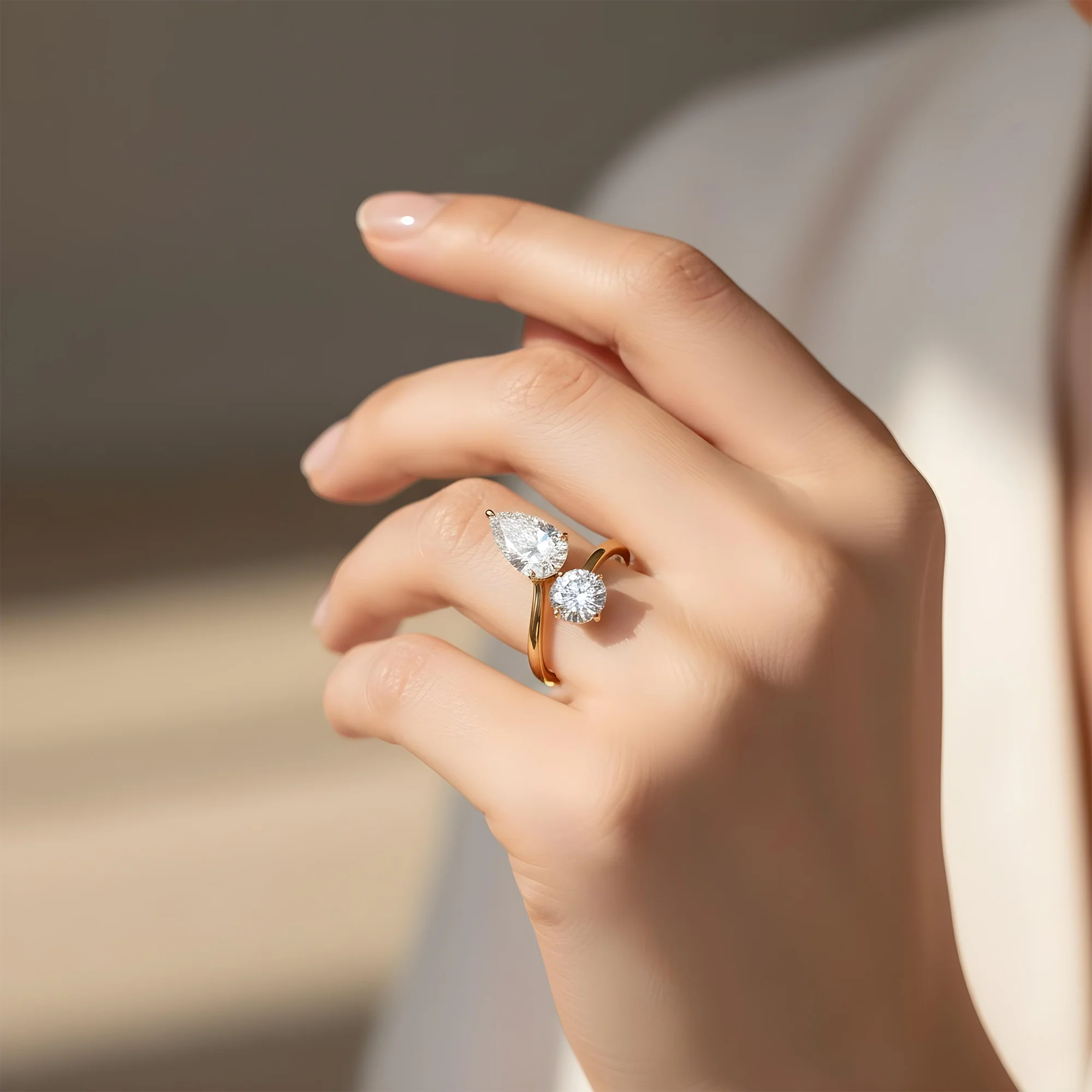 White Gold Round & Pear Cut Wrap Ring 3.40ct - Image 8