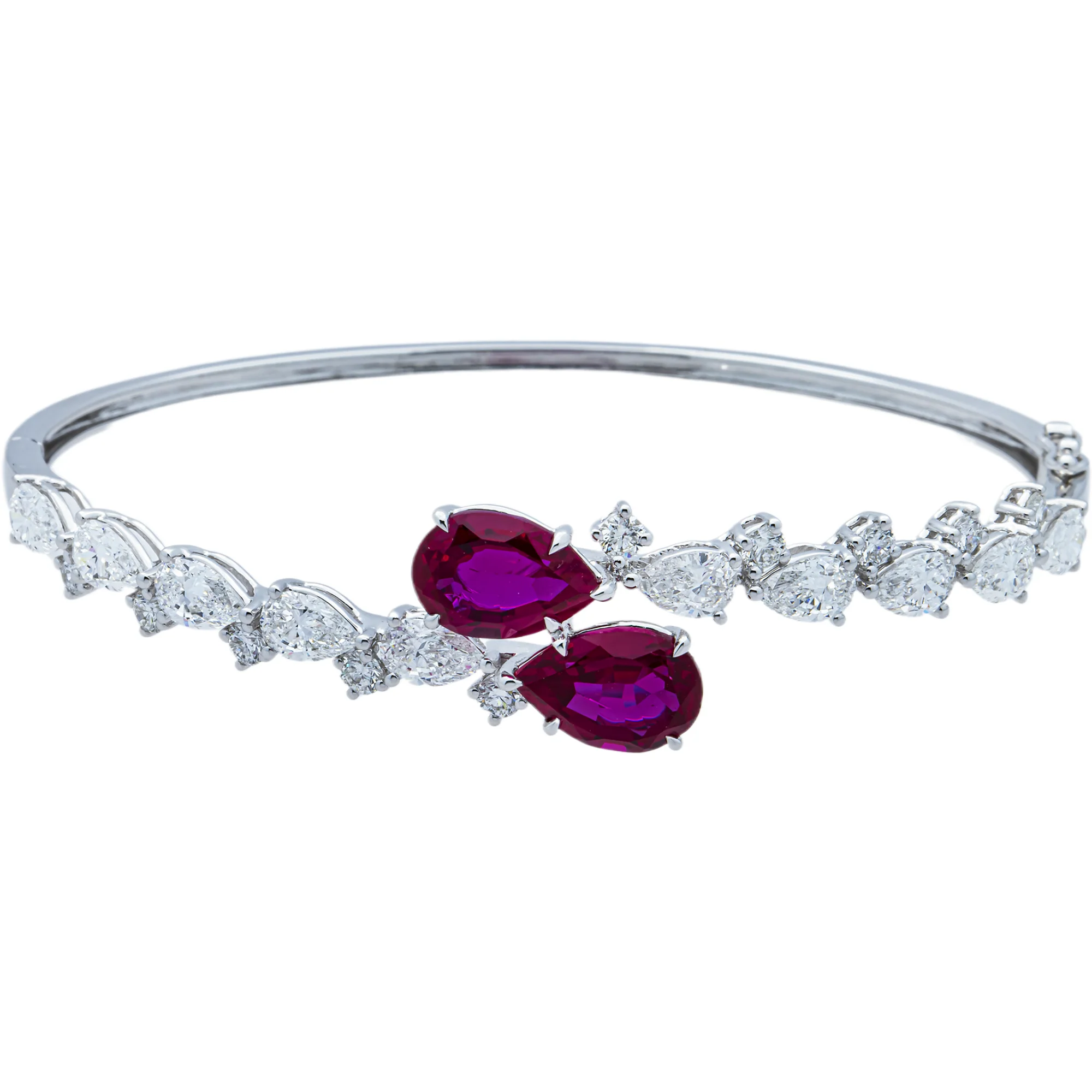 White Gold Ruby & Diamond Bangle Bracelet 8.94ct