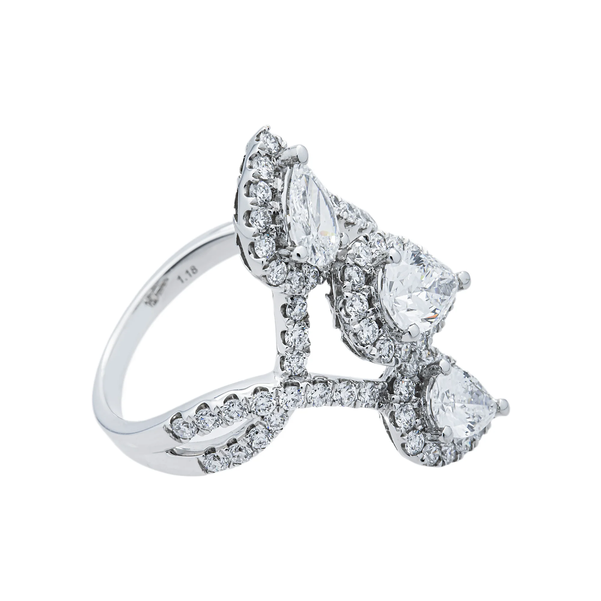 White Gold Triple Pear & Round Diamond Ring 2.03ctw - Image 4