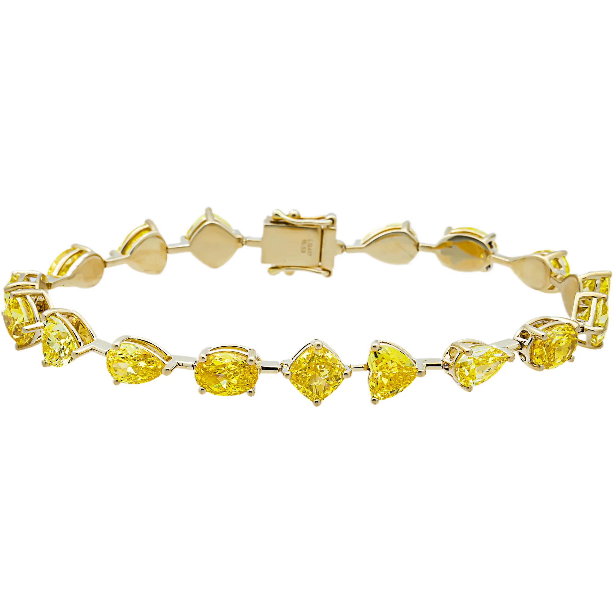 Yellow Gold Fancy Yellow Multi Shape Diamond Bracelet 15.53ct