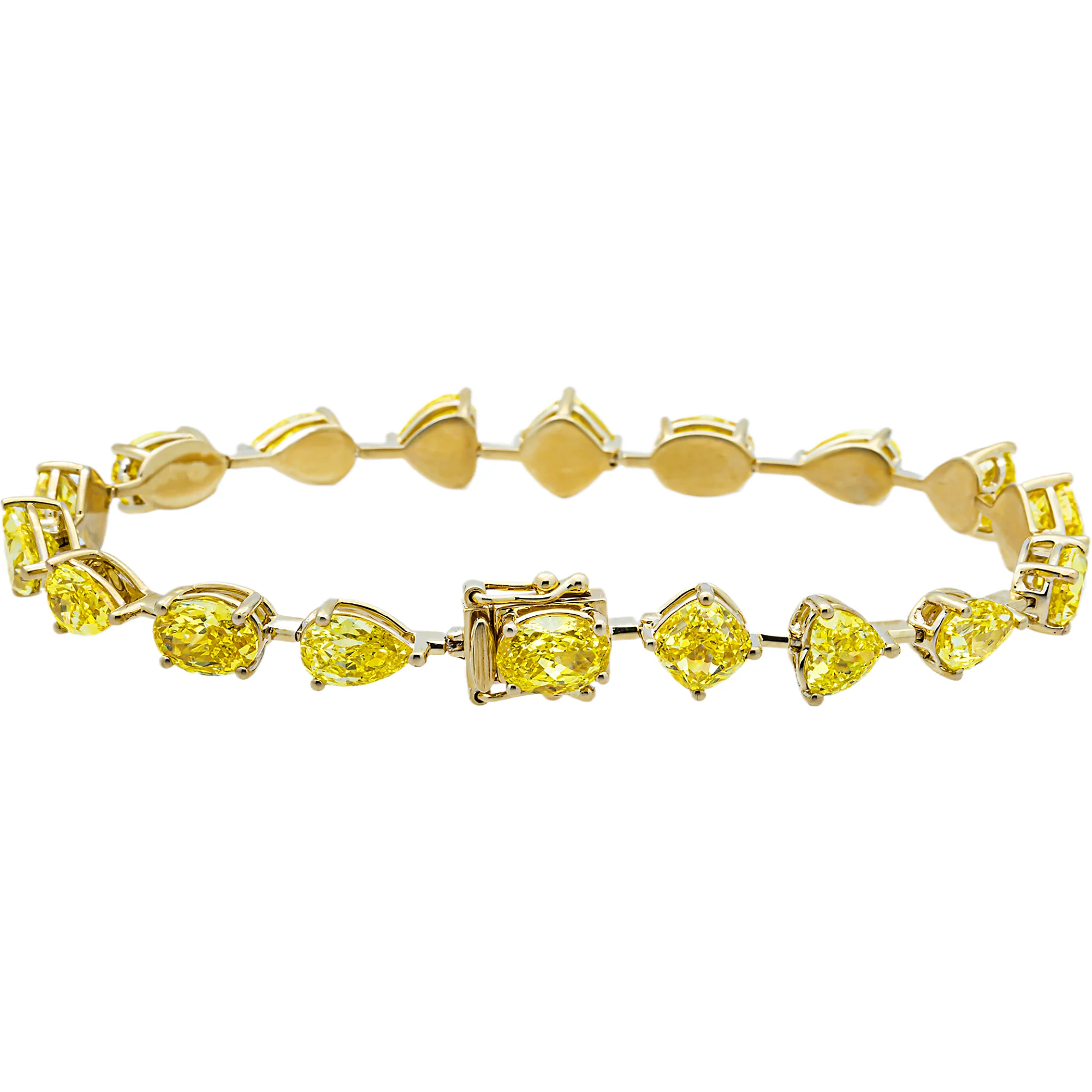 Yellow Gold Fancy Yellow Multi Shape Diamond Bracelet 15.53ct - Image 3