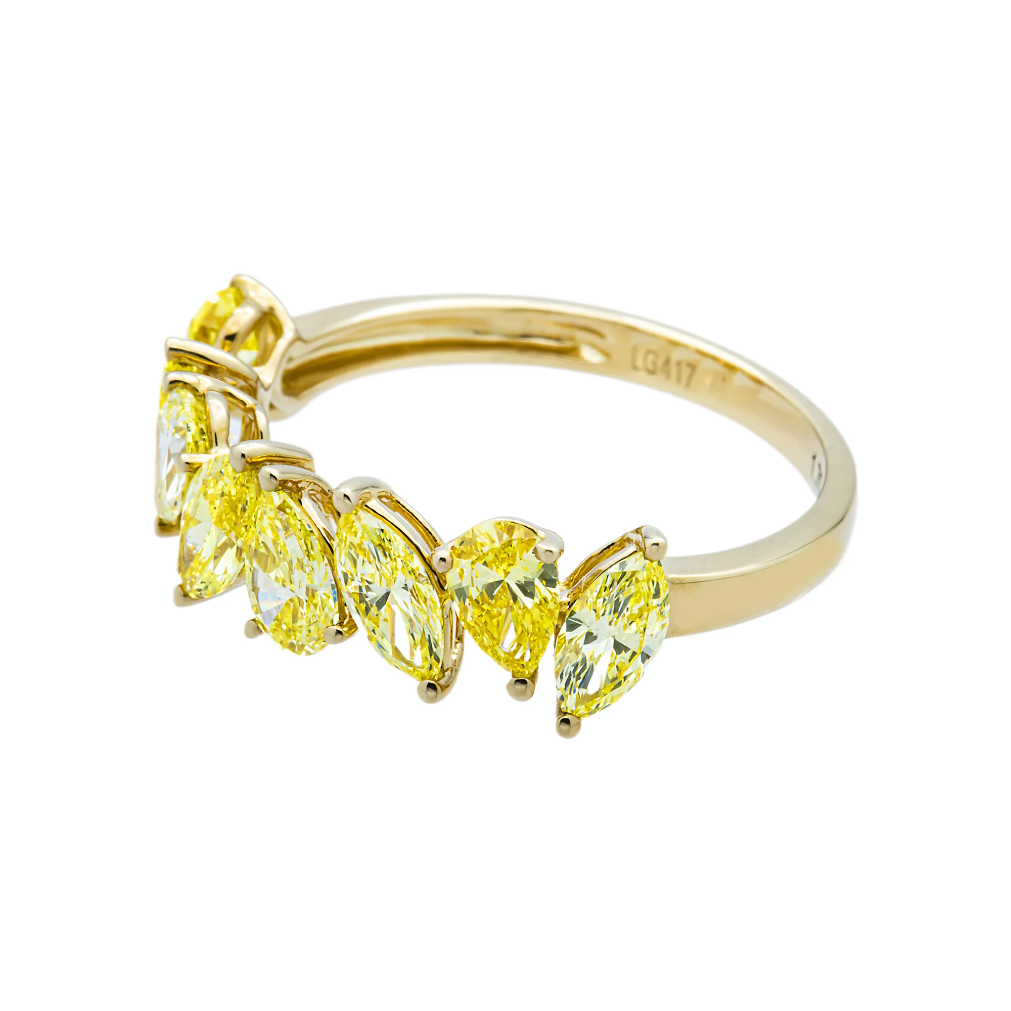 Yellow Gold Multi Shape Fancy Yellow Diamond Half Eternity Ring 1.70ctw - Image 4