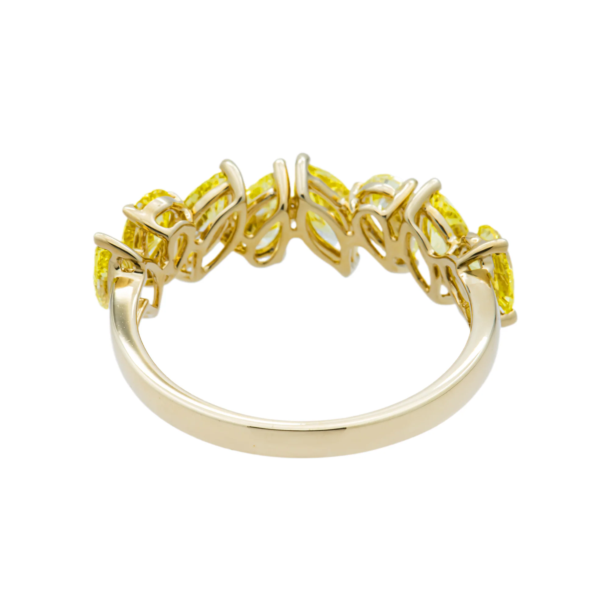 Yellow Gold Multi Shape Fancy Yellow Diamond Half Eternity Ring 1.70ctw - Image 5
